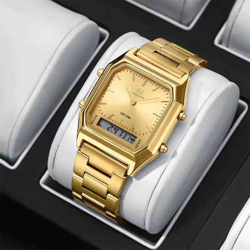 Caınuos Dijital Analog Erkek Kol Saati Sarı Sarı