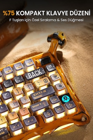 Gravastar Mercury K1 Pro Rgb Kablosuz Mekanik Gaming Klavye, Alüminyum Çerçeveli, İngilizce Q, Speci