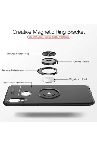 Huawei P Smart 2019 Kilif Yüzüklü Magnetli Ravel Case 389753603