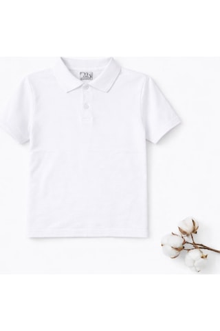 Store Okul Beyaz Polo Yaka Kısakol Tişörtleri Kıyafetleri Üniforması Çocuk Genç Beyaz