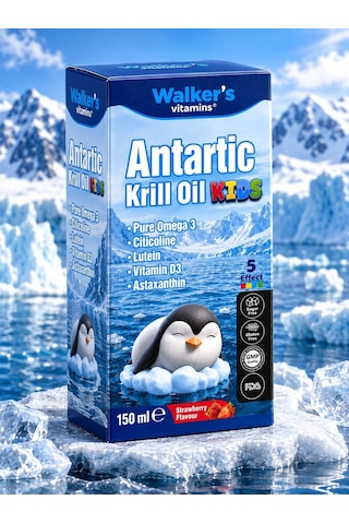 Walker's Vitamins Omega 3- Krill Oil Balık Yağı Omega 3 ,sitikolin Epa, Dha, İçeren Çocuk Şurubu