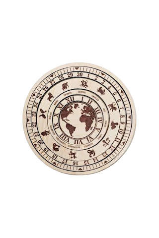 Dekoratif Tarihi Ve Astrolojik Zaman Çarkı Usturlap Modeli Horoskop Hareketli Sistem