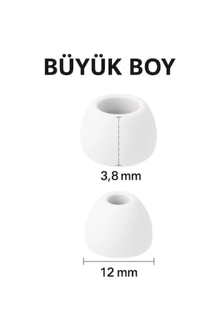 1 Çift 2 Adet Kulaklık Silikonu Samsung Uyumlu Büyük 12mm Beyaz