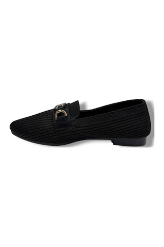 Ceylan Shoes 160-26 Triko Taşlı Toka Anatomik Kadın Babet Sıyah