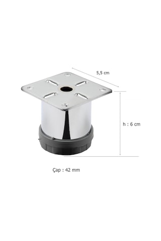 Eymenyapimarket Mobilya Ayağı Metal Alttan Ayarlı 42 Mm Krom Ayak 1.Kalite