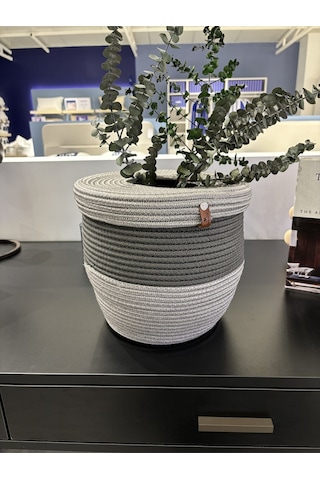 Kopya - Patrick Jüt Hasır Görünümlü Çöp Kovası, Dekoratif Sepet, Kağıt Çöpü Sepeti Griantrasit