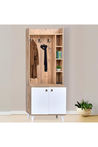 İnci Portmanto Askılıklı - Atlantik Çam - Beyaz Atlantik Çam - Beyaz