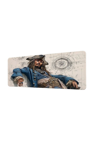 Jack Sparrow Pirates Of The Caribbean Blueprint 40x90 Cm Oyuncu Mousepad Kaymaz Taban Büyük Boy Mousepad