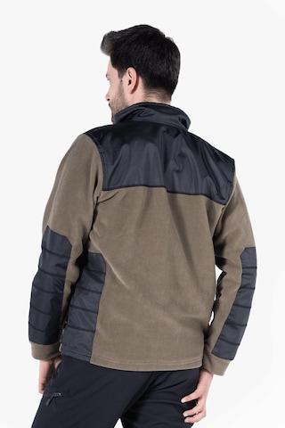 Omuz Ve Dirsek Takviyeli Polar Ceket Haki - Siyah