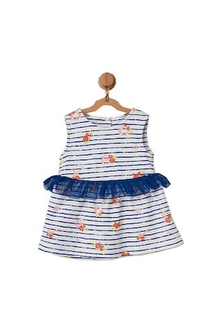 Andywawa Kız Bebek Çiçek Motifli Lacivert Tüllü Elbise AC22558Rep