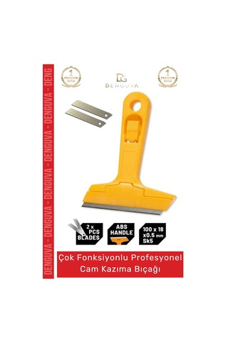 Boyabıçağı Cam Kazıma Bıçak Seti 100mm Kalıntı Tortu Sıyırma Aparatı 2 Adet Yedek Bıçak li Çok Renkli