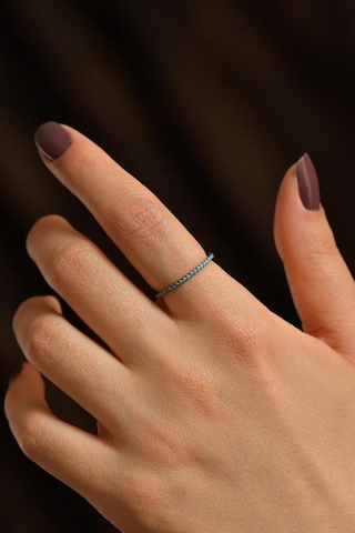 Roza Silver Turkuaz Taşlı Rose Minimal Tamtur Gümüş Yüzük