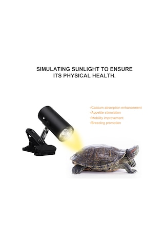 Yifomall Kara Renk E27 Vidalı Sürüngen Isı Lambası - 50w Ampül Dahil - Rotatif Bağlantı - Güneş Işığı Simülasyonu - Avrupa Standartı Siyah