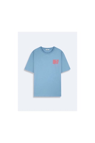 LTB Cobera Erkek Sıfır Yaka Kısa Kol Sırtı Baskılı Mavi T-shirt 1225842906089 Mavi 2080