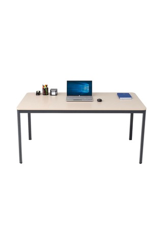 Çok Amaçlı D Profil Masa, Mutfak Masası, Home Ofis Masa, Yemek Masası, Bilgisayar Masası, 160x80cm Kum Taşı / Antrasit