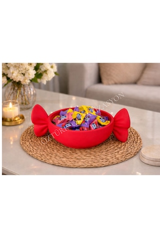 Şeker Tasarımlı Dekoratif Kase Atıştırmalık Ve Şekerlik -bayrama Özel Tasarım 24 Cm