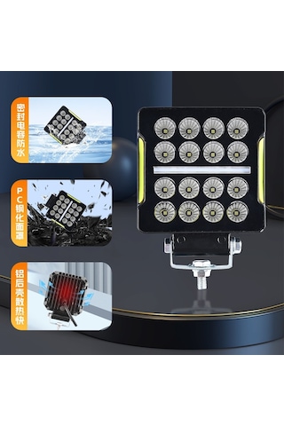 Space Offroad Sis Lambası Kare 10,5 X 3,5 X 12cm 12-80v 35w Beyaz-amber Adet / Lass351-1