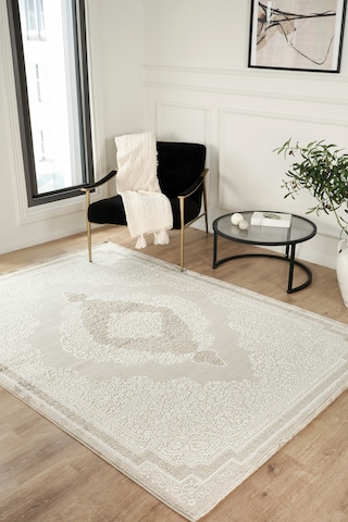 Modern Bej Dokuma Halı Yumuşak Dokusu İle Şık Ve Konforlu Yaşam Alanları İçin Bej