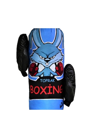 Çocuk Boks Torbası Eldiven Hediyeli Çocuklar İçin Eğlenceli Evde Boks Mavi