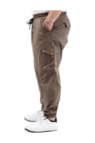 Büyük Beden Keten Kargo Jogger Valencia 21911 Toprak Toprak
