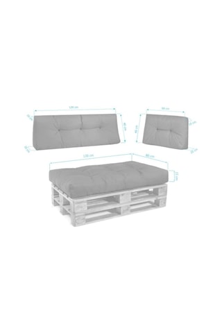 Flover Serisi / 120x80 Bahçe Minderi Palet Minderi Gri