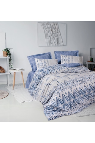 Cotton Box Ethnic Tek Kişilik Nevresim Takımı Cleo Mavi