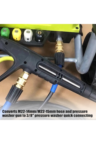 Yifomall "4 Parçalı Pirinç Basınçlı Yıkayıcı Hızlı Bağlantı Seti - M22 15mm & 3/8 İnç Uyumlu"