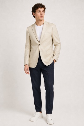Bihan Store Erkek Keten Karışımlı Torba Cepli Sivri Yaka Blazer Ceket 6 Drop 1967-bej