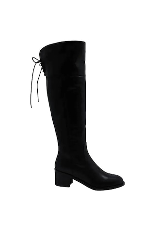 Poletto Hakiki Deri Sıyah Çizme Topuklu 3176 17 Bfl Yk-481 Siyah