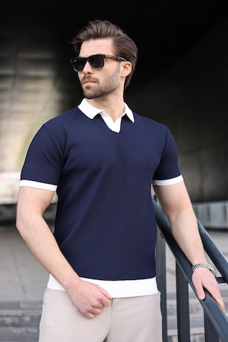 Madmext Lacivert Polo Yaka Triko Erkek Tişört E7464 Lacivert