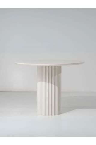 Breeze Yuvarlak Ahşap Bohem Masa 100x100 Beyaz