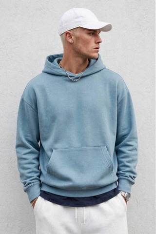 Barrels And Oıl Erkek Kapüşonlu Kanguru Cepli Sweatshirt - Mavi S.mavi S.mavi