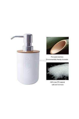 Bambu Ahşap Sıvı Sabunluk Şampuan Şişesi El Temizleyici Duş Jeli Sabun Şişesi El Sabunu Dispenseri