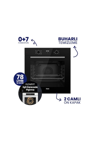 Flowart Digital QBL63CS+SC205-FA+D080-SA Siyah Kaymaz Döküm Izgaralı Cam Ankastre Set