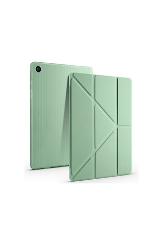 Maks Technology Galaxy Uyumlu Tab A11 Plus Kılıf Mkst Tri Folding Kalem Bölmeli Standlı Kılıf - Kırmızı Tablet Kılıfı