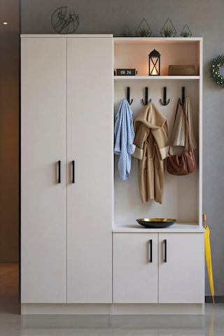 Grove 4 Kapaklı Askılıklı Ayakkabılık Dolabı Portmanto Beyaz