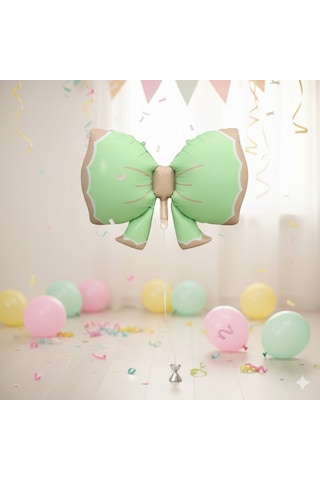 92x58 Cm Fiyonk Retro Yeşil Folyo Balon - Doğum Günü Parti Dekorasyon Balonu Çok Renkli