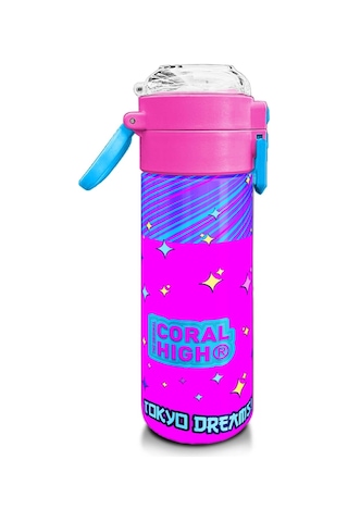 Coral High Kids Mor Pembe Mavi K-popdesenli Pipetli Ve Direkt İçim Çelik Termos 500 Ml 31831 Mor - Lila