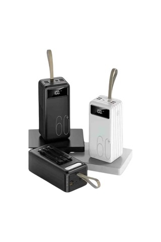 Hızlı Şarj 4 Çıkışlı Powerbank 60.000 Mah Taşınabilir Dijital Göstergeli Çok Renkli