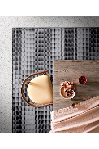 Fresco Ekru Siyah İskandinav Jüt Yıkanabilir Halı Kilim Balkon Teras Mutfak Salon Koridor Halısı 20522a Siyah