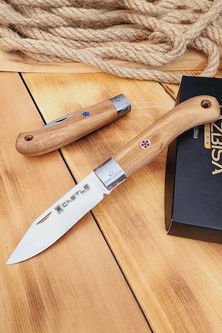 Ceviz Sap Çakı Kamp Çakısı Outdoor Piknik Bahçe Çakısı ÇK115 Kahverengi