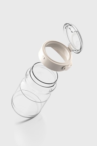 Renga Mono 1700 Ml Bej Kapaklı 3'lü Cam Kavanoz Seti 131072 Bej