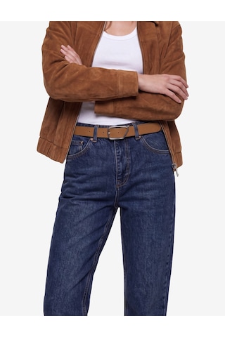 Koton Kemerli Yüksek Bel Dar Kalıp Düz Paça Pamuklu Denim Pantolon - Mom Slim Jean Koyu İndigo 7wal40095md