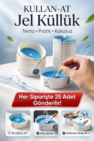 25 Li Jel Küllük Seti Kokusuz Taşınabilir Araç İçi Pratik Tek Kullanımlık Kül Tablası Kullan At