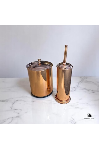 İsaoğlu Yapı Bakır Kova Ve Fırça Seti Premium Metal Vintage Kova Bronz Bakır Set Bakır