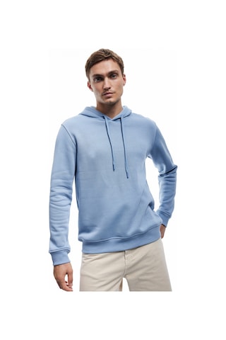 Koton Şardonlu Uzun Kollu Basic Kapşonlu Sweatshirt Mavi 6wam70015mk