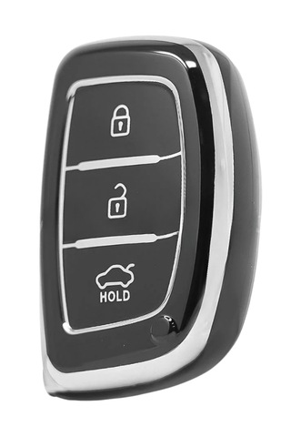 Hyundai Accent Kona Santa Fe İoniq Solaris Elentra İ10 İ40 İx30 İx35 3 Buton Nano Anahtar Kılıfı Siyah-gümüş