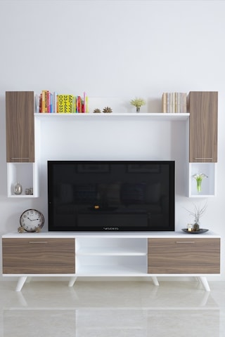 Moonlife Istanbul Dolaplı Kapaklı Tv Ünitesi Beyaz Ceviz