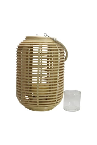 T.concept Dekoratif Halatlı Rattan Cam Hazneli Mumluk Küçük