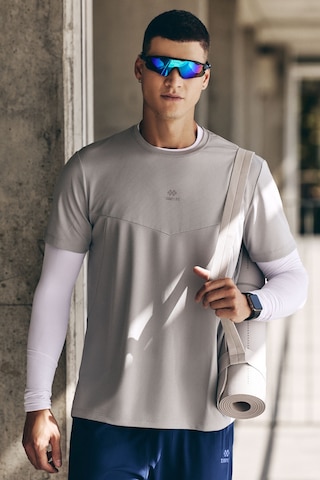 Tommy Life Gri Polyester Nefes Alan Dokulu İnce Esnek Standart Fit Erkek Performans T-shirt - 88391 Gri